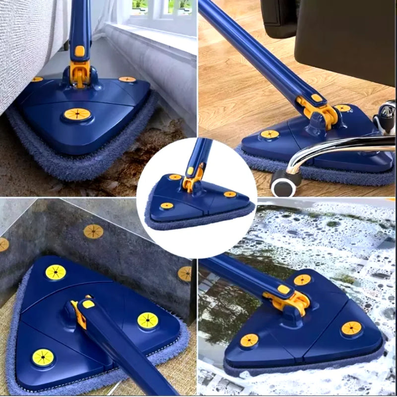 Mop Cleaning Wheel Mop Kit, 360 ° Swivel Adjustable Triangulo Mop + 3 refis