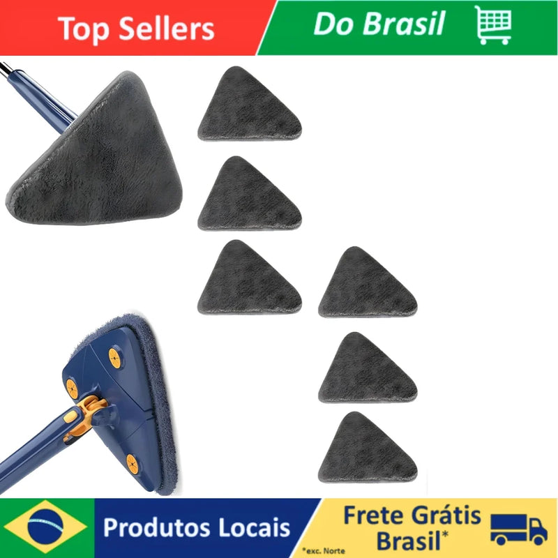 Microfiber Refill Kit With 6 Cloths For Mop Cleaning Mop Triangular Swivel 360