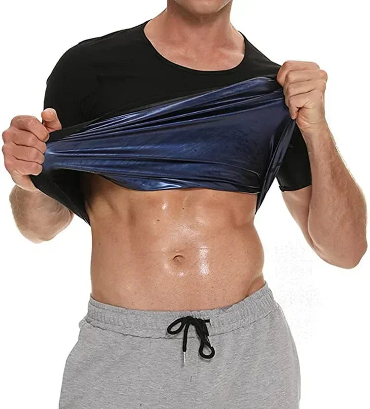 Men Sweat Sauna T-shirt Waist Trainer Slimming Suit Body Shapers Shapewear Corset Underwear Belly Control Fitness Fat Burn Tops