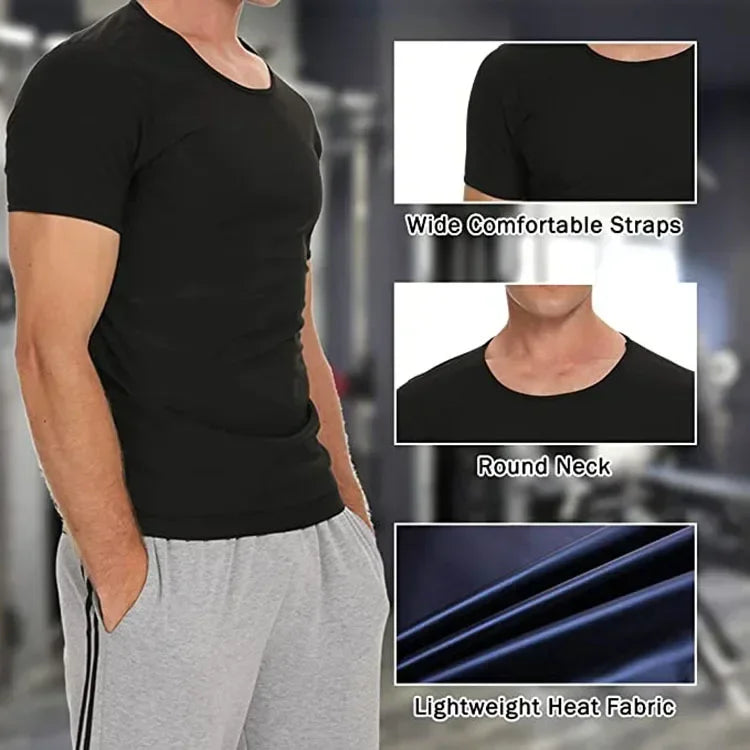Men Sweat Sauna T-shirt Waist Trainer Slimming Suit Body Shapers Shapewear Corset Underwear Belly Control Fitness Fat Burn Tops