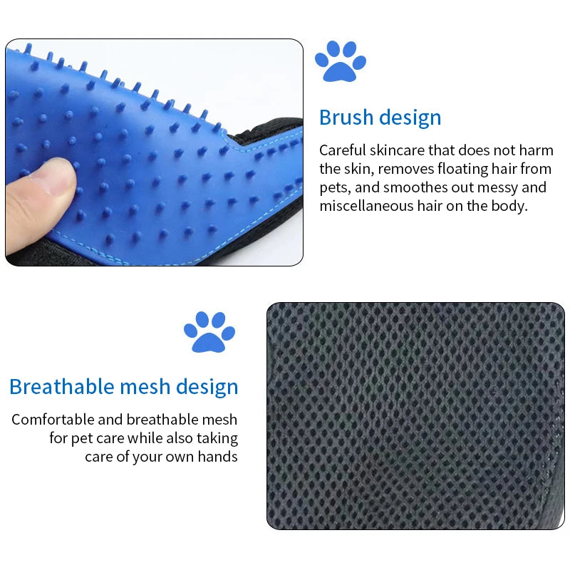 Pet Glove Cat Grooming Glove Cat Hair Deshedding Brush Gloves Dog Comb for Cats Bath Hair Remover Clean Massage Brush For Animal
