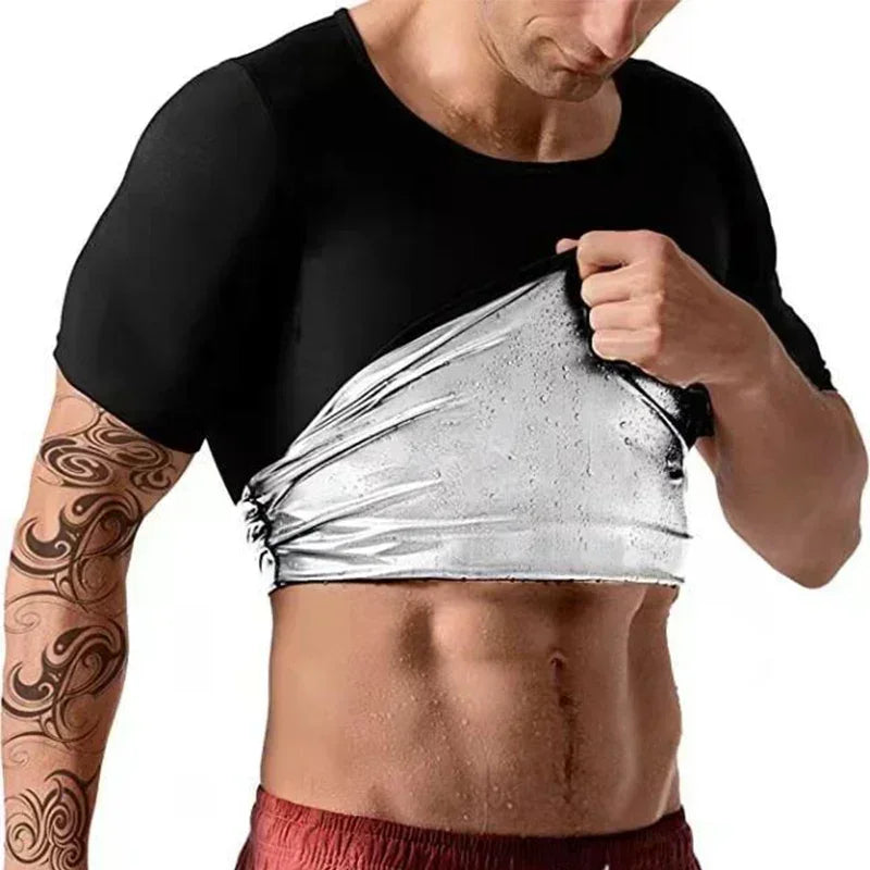 Men Sweat Sauna T-shirt Waist Trainer Slimming Suit Body Shapers Shapewear Corset Underwear Belly Control Fitness Fat Burn Tops