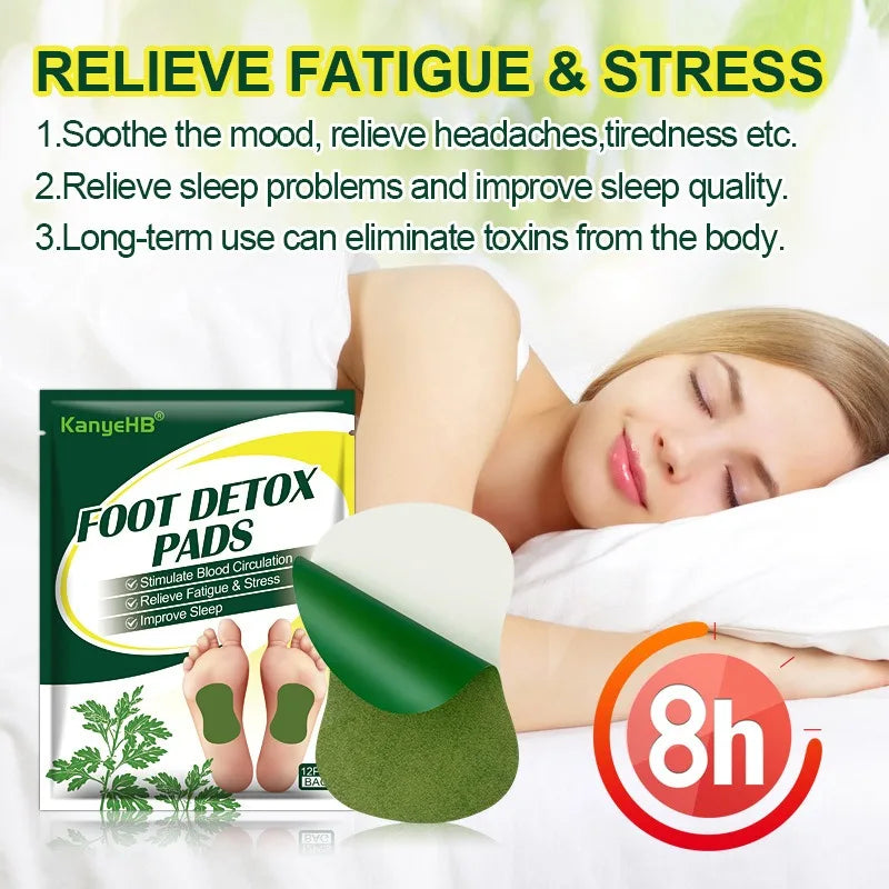 12PCS Detox Foot Patches Pads Feet Body Toxins Cleansing Relieve Stress Help Sleeping for Running Yoga Fitness Exercise