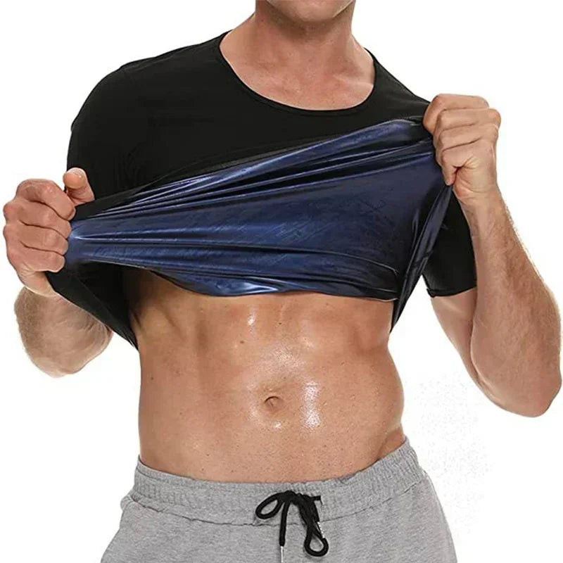 Men Sweat Sauna T-shirt Waist Trainer Slimming Suit Body Shapers Shapewear Corset Underwear Belly Control Fitness Fat Burn Tops