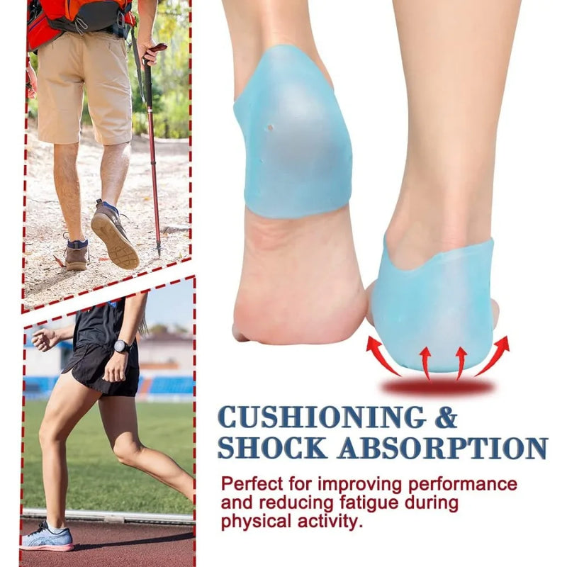 RHBJ Heel Cups for Heel Pain Relief, 2pcs=1 Pairs Blue, Soft Gel Plantar Fasciitis Support, Reduces Friction and Shock Foot Care