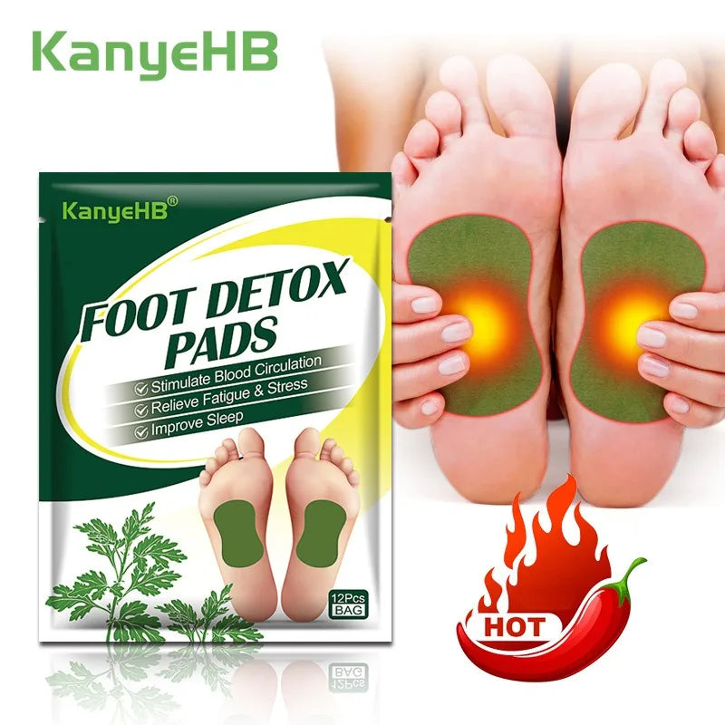 12PCS Detox Foot Patches Pads Feet Body Toxins Cleansing Relieve Stress Help Sleeping for Running Yoga Fitness Exercise